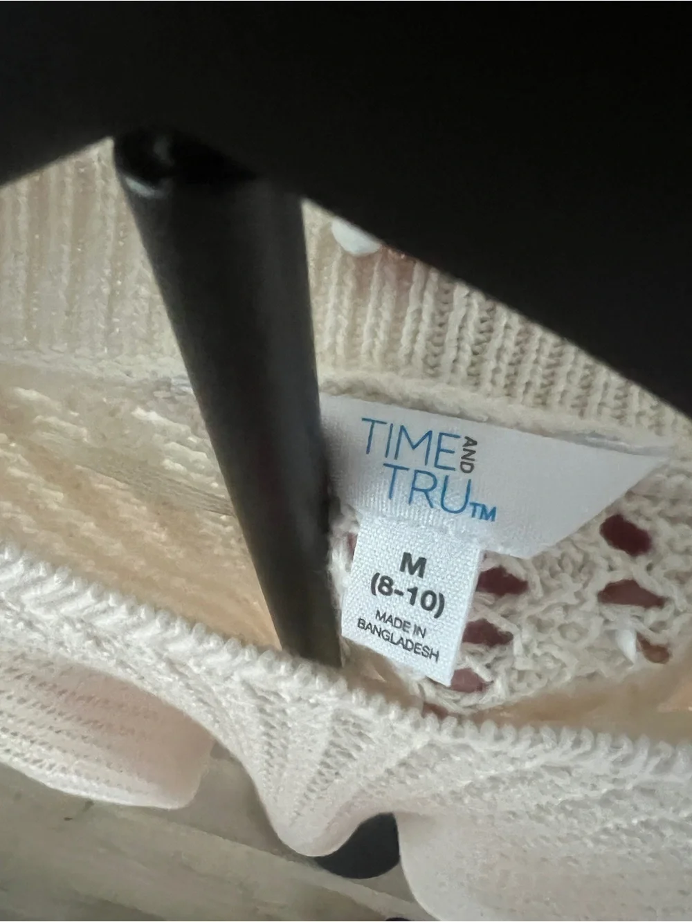 Time and Tru Open Knit Crewneck Sweater in Cream - Picture 2 of 2